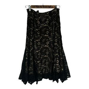 Corp Goth Dark Academia  Express Black Lace Skirt 7/8 Medium Y2K